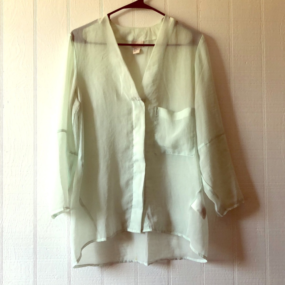 Long mint green blouse